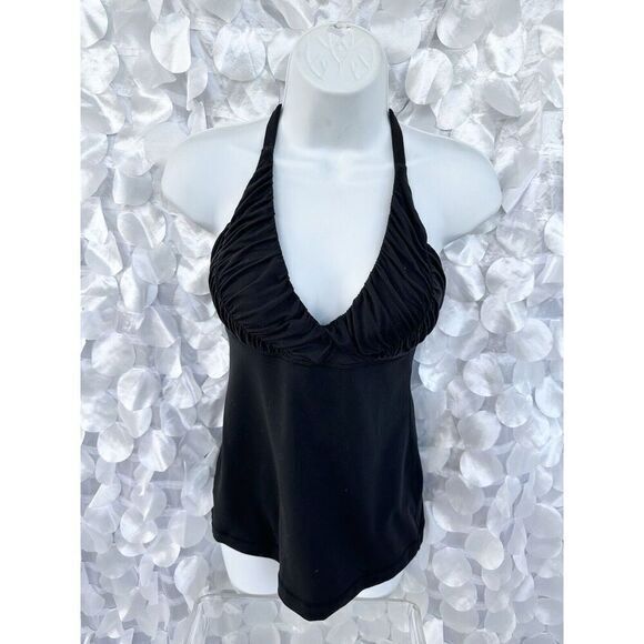 lululemon athletica Tops - Lululemon Black RUCHED camisole XS Bra Top Yoga Workout Padded Club wear
